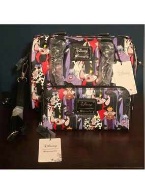 Loungefly Disney Villains AOP Barrel Bag & Matching Wallet